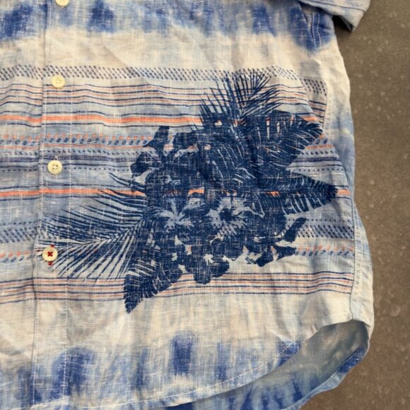 Tommy Bahama Relax Blue Watercolor Floral Linen Shirt – Size XL - Picture 12 of 14